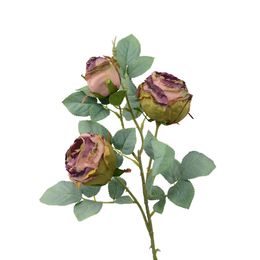 Hot Selling 3 Heads Artificial Silk Flower Burnt Edges Roses Long Stem Real Touch Factory Direct Sales Multiple Colour For Wedding School Home Office Decoration