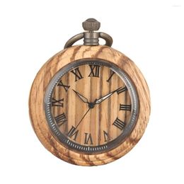 Pocket Watches Unique Wooden Watch And Necklace Set For Unisex Men S Fob Quartz Roman Graduations Weddings