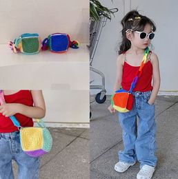 Children's handbag Fashion girl baby knitted wool small square bag little boy personality crossbody bags