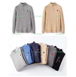 Mens Designer Polo Sweater Fleece ralphs Shirts Thick Half Zipper High Neck Warm Pullover Slim Knit Knitting Lauren Jumpers Small horse Brand Cotton Sweatshirt231