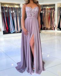 High Split Evening Dresses 2023 with Dubai Middle East Formal Gowns Party Prom Dress Spaghetti Straps Plus Size Vestidos De Festa Carpet Gown