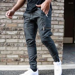 Men's Pants Muscle Autumn Fashion Thin Leggings Overalls With Multiple Pockets Suitable For Outdoor Running Sports And Casual