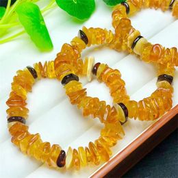 Link Bracelets Natural Beeswax Gravel Stone Crystal Healing Energy Gemstone Jewellery Fashion Gift For Women 1PCS 12MM