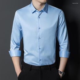 Men's Casual Shirts High Quality Formal Dress Autumn And Winter Long Sleeve White Shirt Non Iron Business Comfortable Ice Silk Top