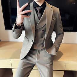 Men's Suits 5XL (Blazers Vest Pants) Men Groom Wedding Dress Suits/Male Slim Fit High Quality Solid Colour 3 Piece Tuxedos Jackets