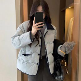 Women's Trench Coats Women Coat Lapel Light Down Cotton Short Style Small Fragrant Casual Single Breasted Commuting Loose Outer Wear