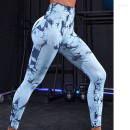 Women's Leggings Tie Dye Women High Elasticity Seamless Casual Sports Yoga Pants Female Booty Lifting Waist Sexy Push Up Leggins