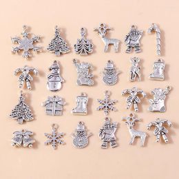 Charms 20pcs Alloy Christmas Santa Sock Deer Snowman Snowflake Tree Pendants For Bracelet Necklace Keychain Jewellery