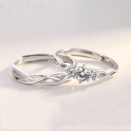 Couple Ring Korean Version of Enthusiastic Love Opening Wedding Ring Men and Women Diamond Pair Ring Silver Plated Ring Manufacturer Wholesale