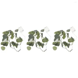 Decorative Flowers Set 3 Leaves Eucalyptus Leaf Lamp Wedding Decorations Ceremony Plastic Garland Lights