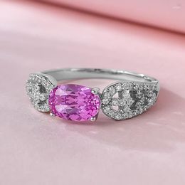 Cluster Rings 2023 925 Silver One Pink Diamond Ring For Women's Light Luxury Fashion OL Small And Exquisite