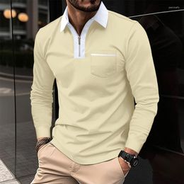 Men's Sweaters Mens Spring And Autumn Long-sleeved Zippered Polo Stand-up Collar Casual Daily Wear Shirts Color-blocked Tops