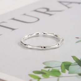 Minimalist Bamboo Ring for Female Minority Design Sense 2023 New Fashion Personality Plain Ring Index Finger Opening Light Luxury Ring