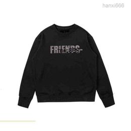 Men's Sweatshirts Vlon Big v Branded Black Hot Drill Oversize High Street Meichao Round Neck Hoodless Sweater Trend
