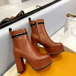 2023 Winter Women's Fashion Boots Ankle Chelsea Elegant Genuine Leather High Heel Platform