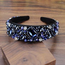 Hair Clips Handmade Vintage Navy Crystal Beaded Wedding Headpiece Rhinestone Bridal Accessories Diamante Hairband Headband For Women