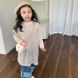 Clothing Sets 2023 Girls 2 Pcs Set Dress T Shirt Autumn Cotton Fashion Kids Suits 2-8 Year KK991