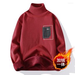 Men's Sweaters Autumn Winter Knitted Sweater 2023 Men Turtleneck Thick Fleece Inside Long Sleeve Pullovers Casual