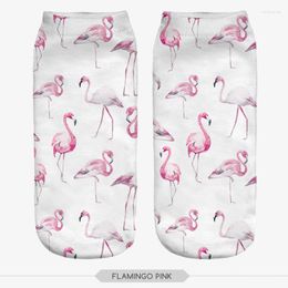 Women Socks Fashion 3D Printed FLAMINGO PINK Animal Cute Ankle Funny Unisex Short Low Cut