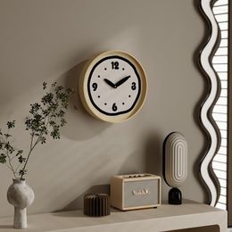 Wall Clocks Cream INS Clock Home Decor Nordic Silent Fashion Simple Personality Contrast Colour Decoration Korean Accessory