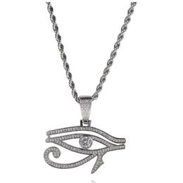 Hip Hop Necklaces AAA CZ Stone Paved Bling Iced Out Eye of Horus Pendants Necklaces for Men Rapper Jewelry281F