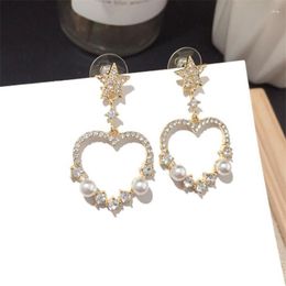 Stud Earrings Needle Jewelry Sweet Setheart Shape Earring Female Five-pointed Star Imitation Pearl Nall