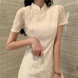 Casual Dresses Retro Sexy Cheongsam Dress Lace Woman Vestido De Mujer Femme Robe