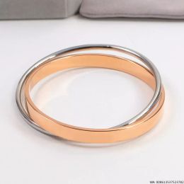 2023 Neue Stil Schmuck Heißer Verkauf ArmbandTop Qualität Echt Edelstahl Liebe Armreifen Gold Silber Rose Farben Ring Doppel Ring armband Frauen Männer Trendy Schmuck