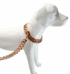 Dog Collars Diamond Stainless Steel Strong Heavy Large Pet Collar Leash 32mm Walking Waterproof