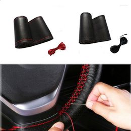 Steering Wheel Covers 38CM DIY Car Soft Leather Braid On The Steering-wheel With Needle And Thread Hand Sewing