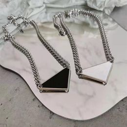 2021 womens mens Luxury designer Necklace chain fashion Jewellery black and white triangle pendant design party silver hip hop punk 301K