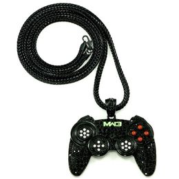 Hip Hop Game Machine Handle Pendant Mens Full Crystal Heavy Necklace Fashion Iced Out Game controller192T