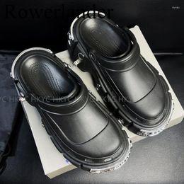 Sandals Fashion Spring Summer Garden Shoes Classic Men Women Luxury Slipper 11cm Height Increase Ankle Strap Slides Big Size 45