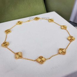 18k Fashion Classic Agate Four Leaf Clover Necklace Long Ten 10 Flowers Mother-of-pearl Women Girl Valentine's Mother's Designer