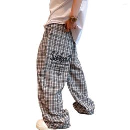 Men's Pants Fashion Overalls Hiphop Harem Trousers Men Women Loose Baggy Plaid Streetwear Dance Wide Leg Clothes