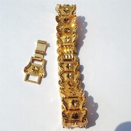 18 K Yellow Gold Filled Nugget Bracelet 15 Mm Wide - 200 mm 20mm lengthen Made In CN - LIFETIME WARRANTY206j