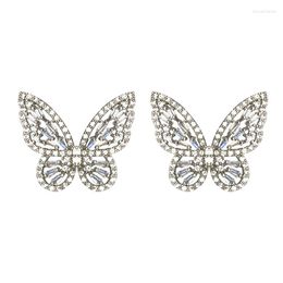 Dangle Earrings Fashion White Crystal Jewelry Silver Color Butterfly Shape Gift For Women Girl Birthday&Party