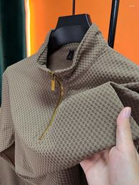 Men's T Shirts Light Luxury Autumn Brand Business Casual Fashion Jacquard Zipper Sweatshirt Polo T-shirt Classic High Quality Long-sleeved