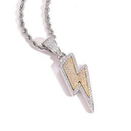 Necklace Dual Colour Lightning Pendant Micro Set Zircon Fashion Men's Popular Hip Hop Jewellery