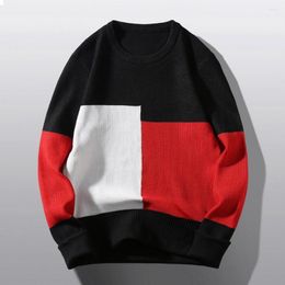 Men's Sweaters Round Neck Sweater Cosy Colorblock Knitted Thick Warm Stylish Fall/winter Pullover With Patchwork