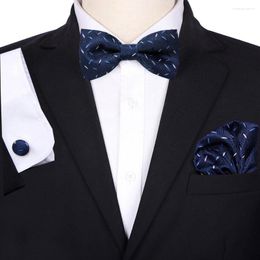 Bow Ties Fashion Classic Butterfly Plaid Floral Polyester Set Bowties Cufflinks Pocket Square Handkerchief Bowtie Accessories