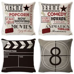 Wholesale Stamp Letter Film Series Throw Pillow Cover with Zipper Linen Cushion Home Sofa Decor Supplies 45X45cm