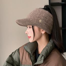 Visors Baseball Cap Women 2023 Fashion Korean Knit Hat Visor Beanie Empty Winter Hats For Gorras Hombre