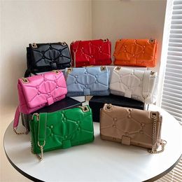 2023 New Simple and Chain One Shoulder Crossbody with Foreign Texture Women's Handheld Small Square Bag model 8756