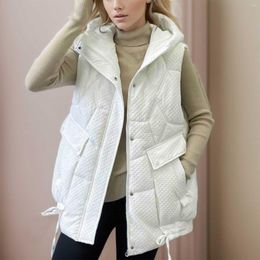 Women's Vests Women Vest Winter Warm Zipper Coats Sleeveless Hooded Jacket Outdoor Quilted Long Down Loose Waistcoat