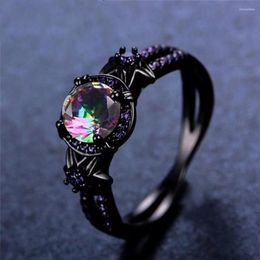 Wedding Rings Purple Cubic Zirconia Black Ring For Women Retro Gorgeous Engagement Party Design Jewellery Accessories Ladies Halloween Gifts