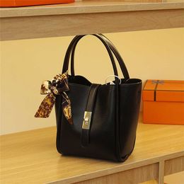 tote mother bucket new women's bag high-end feeling scarf decoration simple one shoulder crossbody model 4239