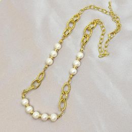 Pendant Necklaces 5 Pieces Natural Pearl Necklace With 18K Plated Chain Sweather For Women 90134
