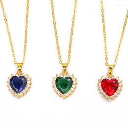 Pendant Necklaces Elegant Heart Rhinestone Necklace For Women Luxuery Gold Plated Crystal Charm Cocktail Party Zircon Jewlery