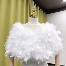 Scarves Women Real Ostrich Feather Fur Shawl Wraps Bride Wedding Cape Tippet White Black Red